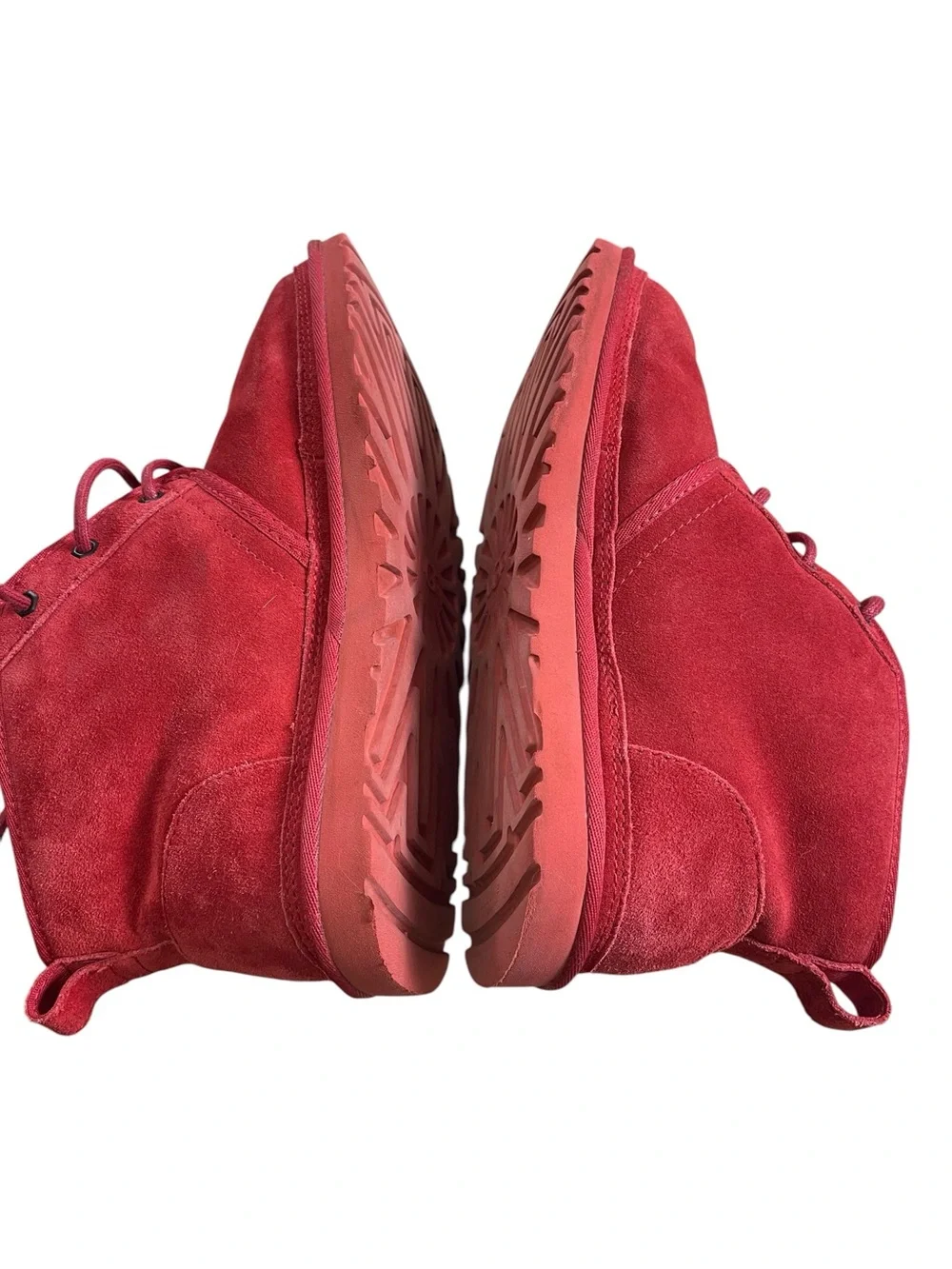 UGG men  neumel Red Suede Lace-Up Ankle Boots 10 S/N 3236